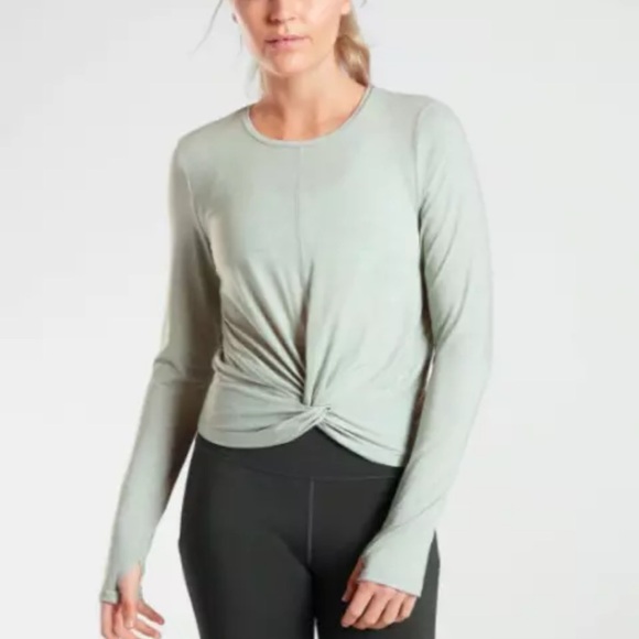 Athleta Essence Twist Top in Opal Green women’s size XS - Picture 1 of 7
